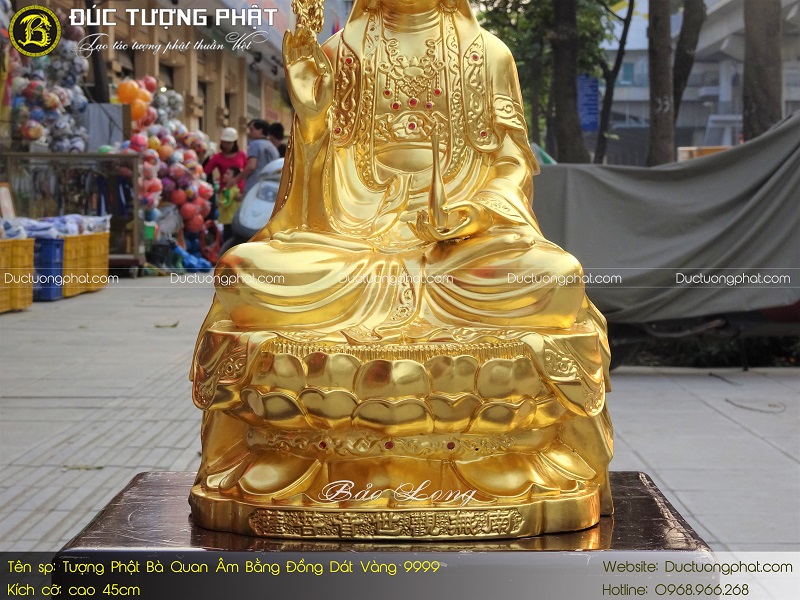 Tượng Phật Bà Quan Âm Bằng Đồng 45cm Dát Vàng 9999 4