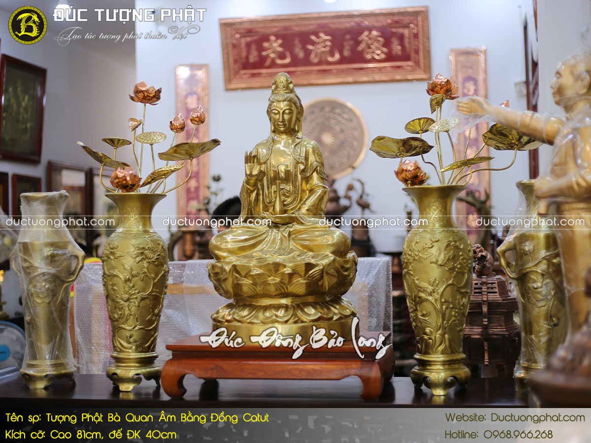 Tượng Phật Bà Quan Âm Bằng Đồng Catut Cao 81cm 4