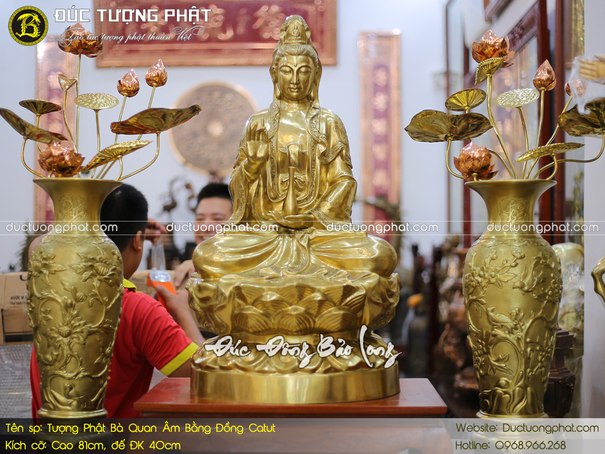 Tượng Phật Bà Quan Âm Bằng Đồng Catut Cao 81cm 5