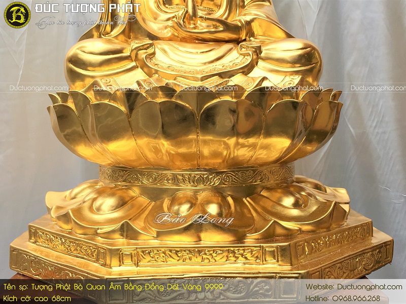 Tượng Phật Bà Quan Âm Bằng Đồng 68cm Dát Vàng 9999 5