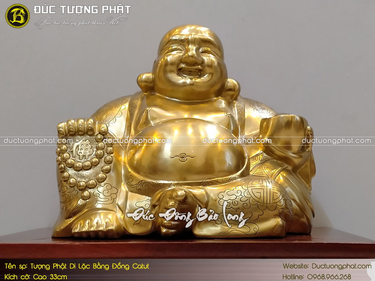 Tượng Phật Di Lặc Ngồi Bằng Đồng Catut Cao 33cm 3