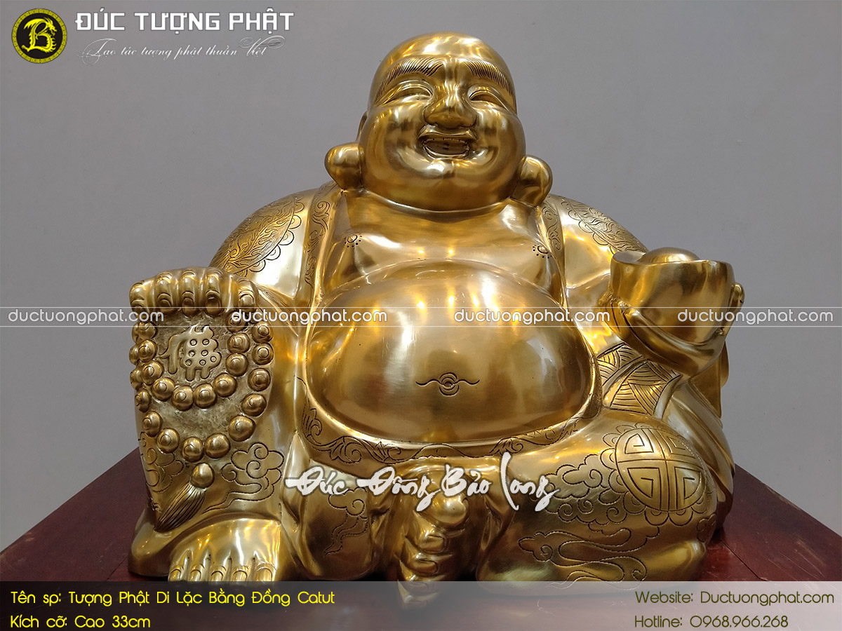 Tượng Phật Di Lặc Ngồi Bằng Đồng Catut Cao 33cm 6
