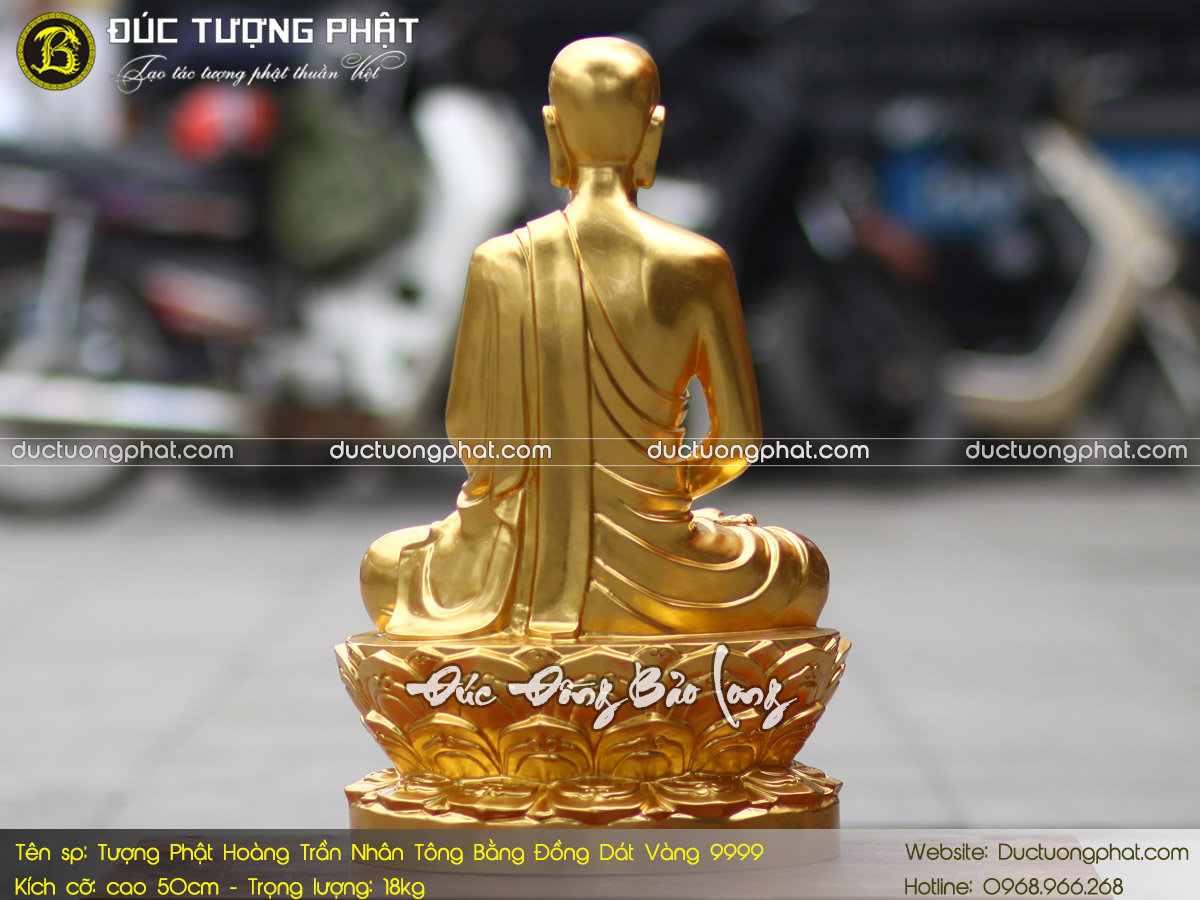 Tượng Phật Hoàng Trần Nhân Tông Bằng Đồng 50cm Dát Vàng 9999 4