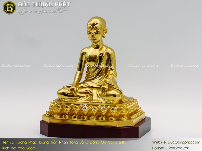 Tượng Phật Hoàng Trần Nhân Tông Bằng Đồng 28cm Mạ Vàng 24k 4