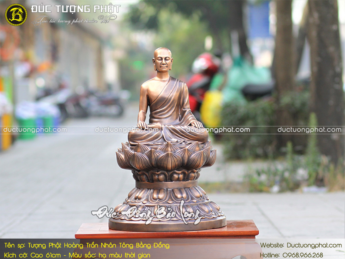 Tượng Phật Hoàng Trần Nhân Tông Bằng Đồng 61cm Hạ Màu Thời Gian 3