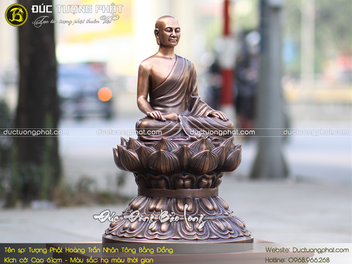 Tượng Phật Hoàng Trần Nhân Tông Bằng Đồng 61cm Hạ Màu Thời Gian 5