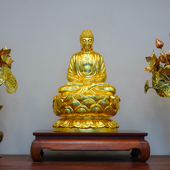 Tượng Phật A Di Đà Bằng Đồng 56cm Dát Vàng 9999