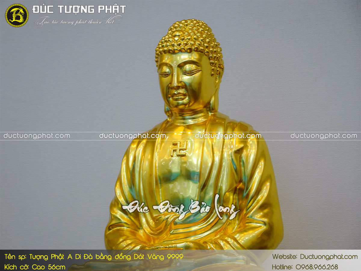 Tượng Phật A Di Đà Bằng Đồng 56cm Dát Vàng 9999 6