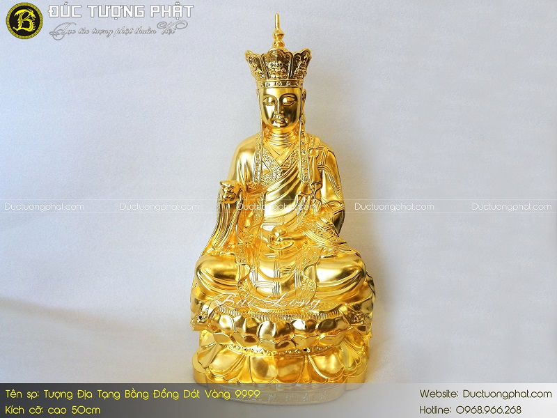 Tượng Địa Tạng Vương Bồ Tát Bằng Đồng 50cm Dát Vàng 9999 2
