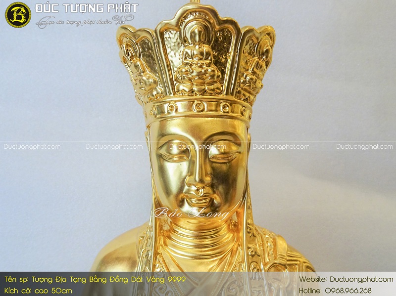 Tượng Địa Tạng Vương Bồ Tát Bằng Đồng 50cm Dát Vàng 9999 3