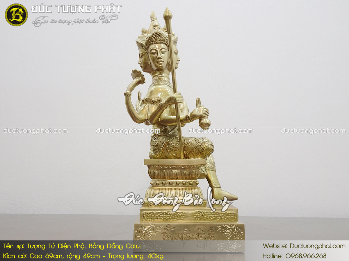 Tượng Phật 4 Mặt - Tứ Diện Phật Bằng Đồng Catut Cao 69cm 6
