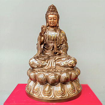 Tượng Phật Bà Quan Âm Bằng Đồng 42cm Khảm Tam Khí