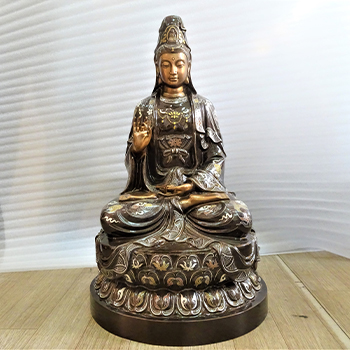 Tượng Phật Bà Quan Âm Bằng Đồng 61cm Khảm Tam Khí