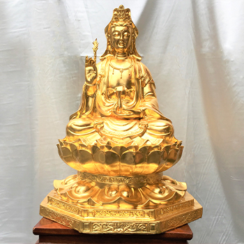 Tượng Phật Bà Quan Âm Bằng Đồng 68cm Dát Vàng 9999