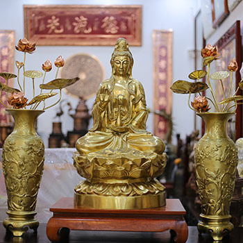 Tượng Phật Bà Quan Âm Bằng Đồng Catut Cao 81cm