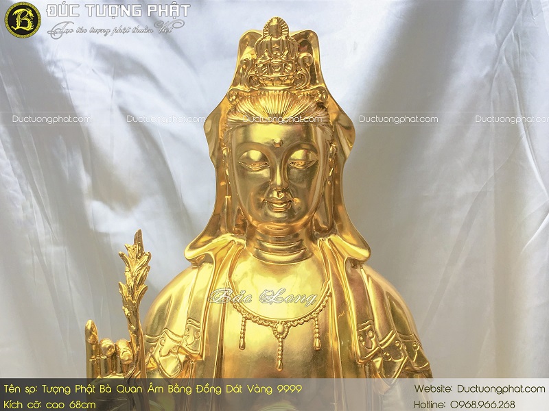 Tượng Phật Bà Quan Âm Bằng Đồng 68cm Dát Vàng 9999 4