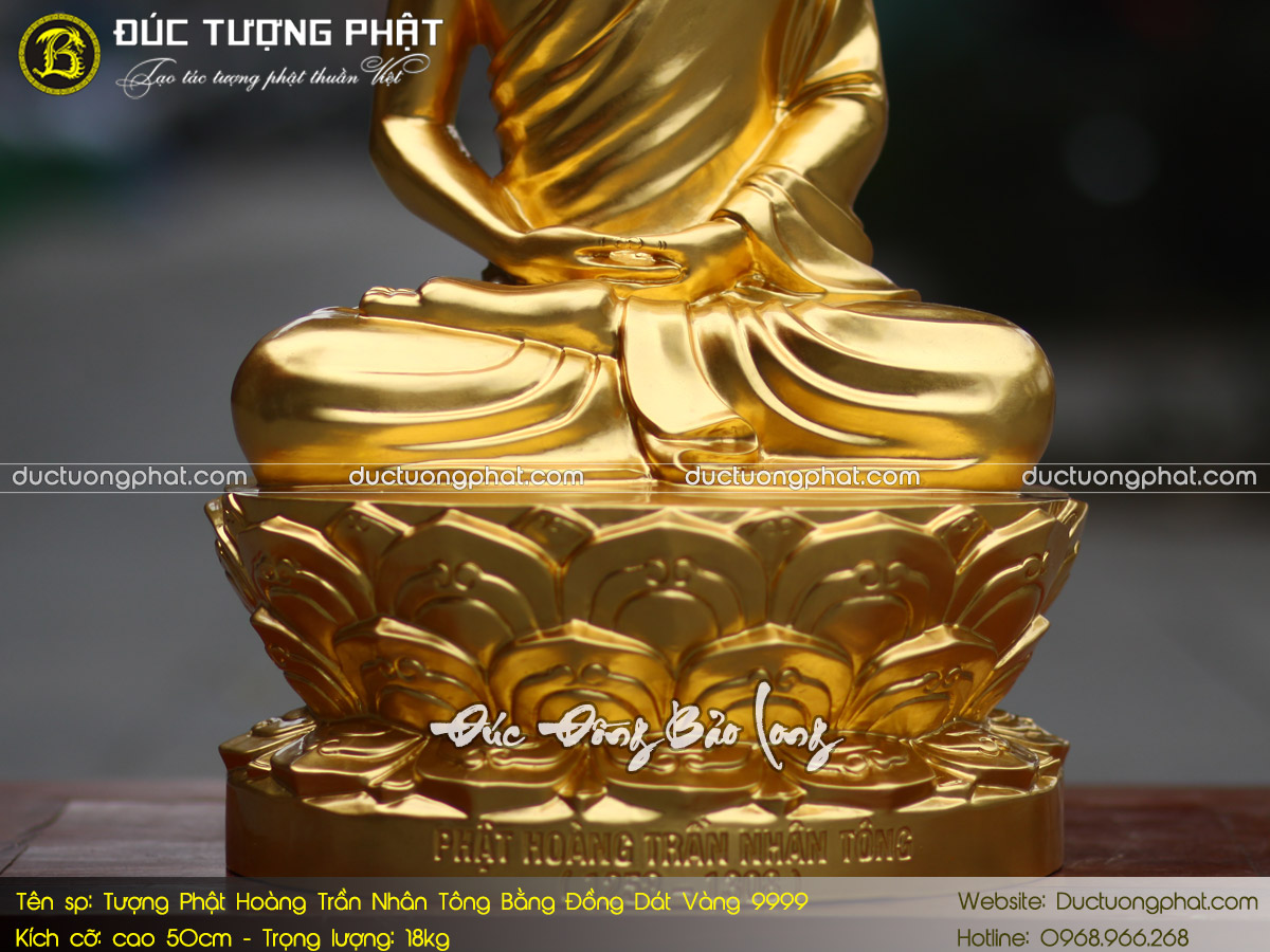 Tượng Phật Hoàng Trần Nhân Tông Bằng Đồng 50cm Dát Vàng 9999 6