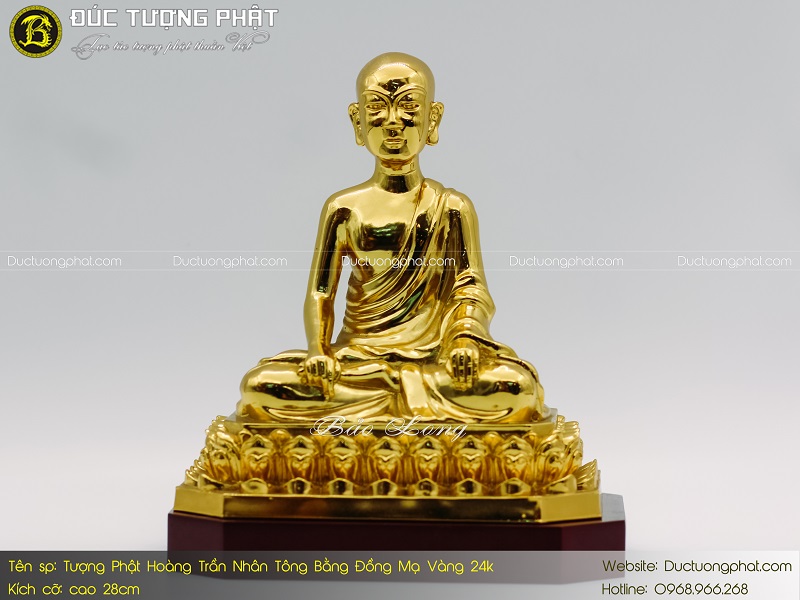 Tượng Phật Hoàng Trần Nhân Tông Bằng Đồng 28cm Mạ Vàng 24k 2