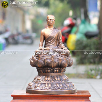 Tượng Phật Hoàng Trần Nhân Tông Bằng Đồng Đỏ 61cm