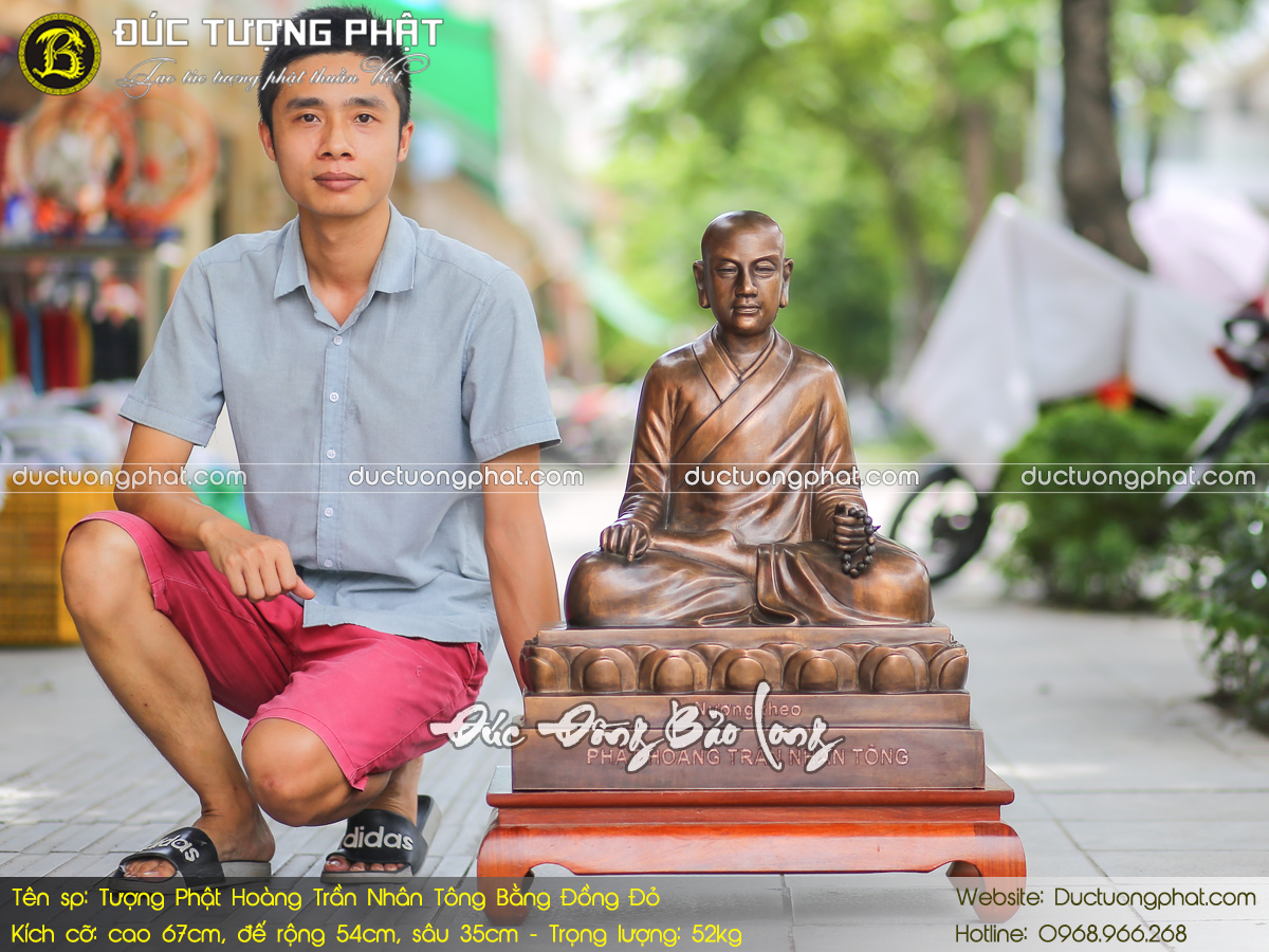 Tượng Phật Hoàng Trần Nhân Tông Bằng Đồng Đỏ Cao 67cm 2