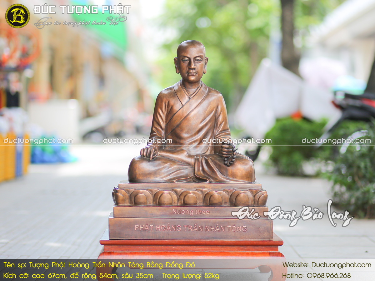 Tượng Phật Hoàng Trần Nhân Tông Bằng Đồng Đỏ Cao 67cm 3