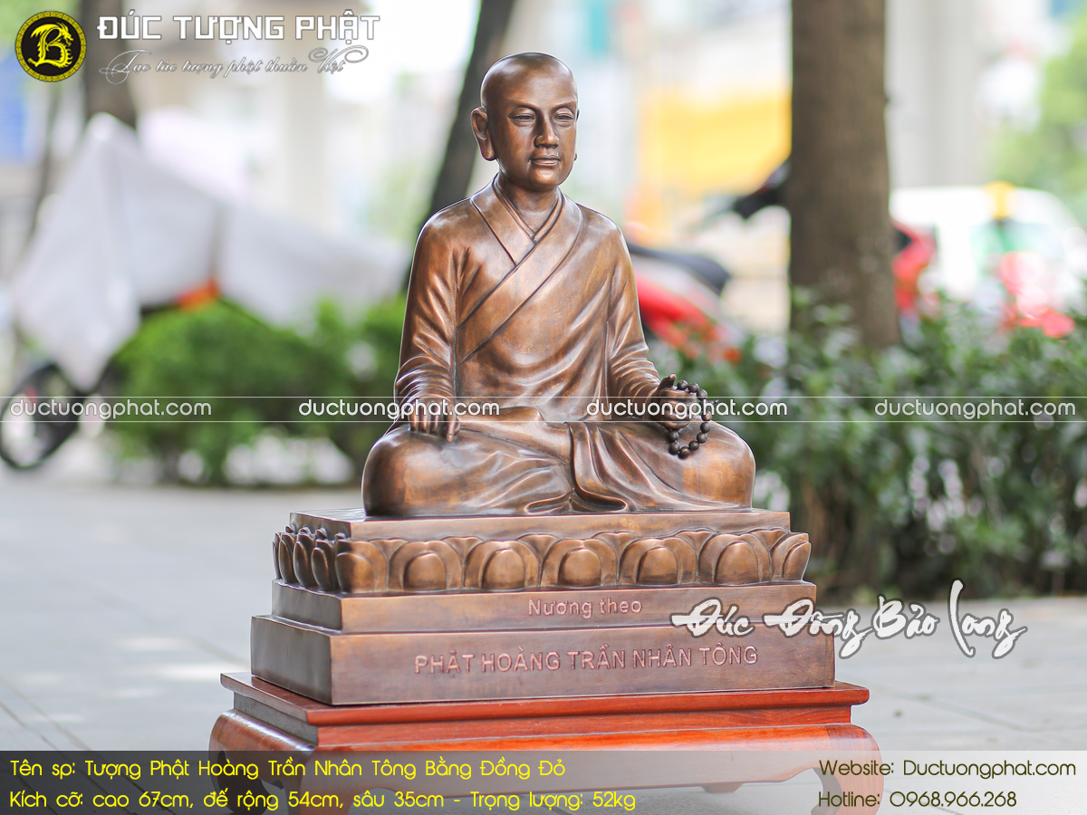 Tượng Phật Hoàng Trần Nhân Tông Bằng Đồng Đỏ Cao 67cm 4