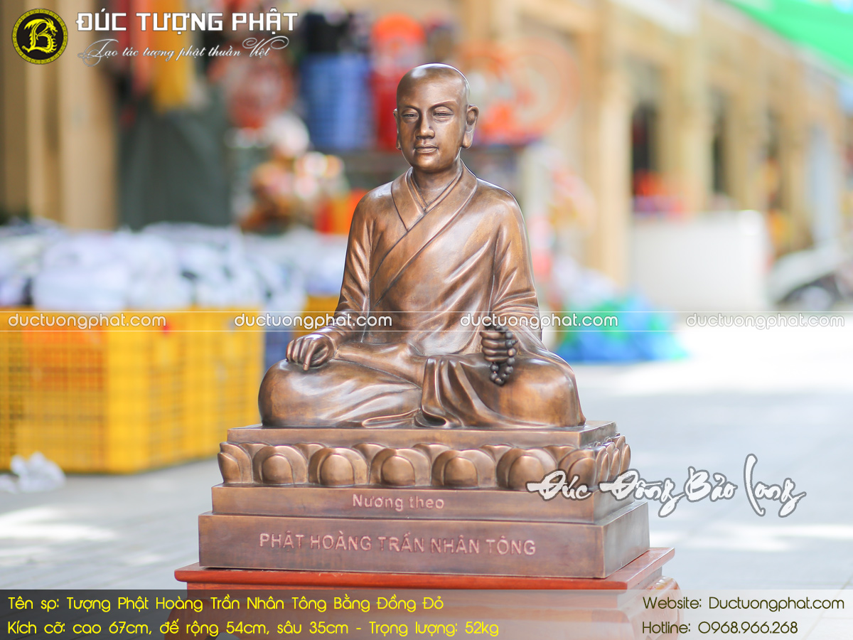 Tượng Phật Hoàng Trần Nhân Tông Bằng Đồng Đỏ Cao 67cm 5