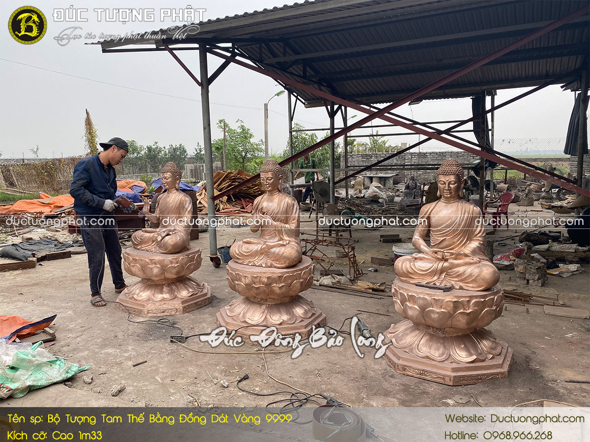 bán tượng Tam Thế Phật tại xưởng