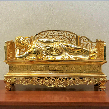Tượng Phật Niết Bàn Bằng Đồng Mạ Vàng 24k Dài 45cm