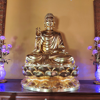 Tượng Phật Thích Ca Bằng Đồng 1m76 Dát Vàng 9999