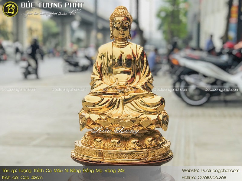 Tượng Phật Thích Ca Bằng Đồng 42cm Mạ Vàng 24k 2