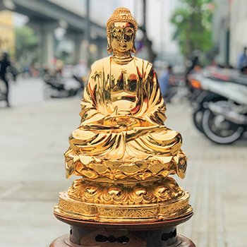 Tượng Phật Thích Ca Bằng Đồng 42cm Mạ Vàng 24k