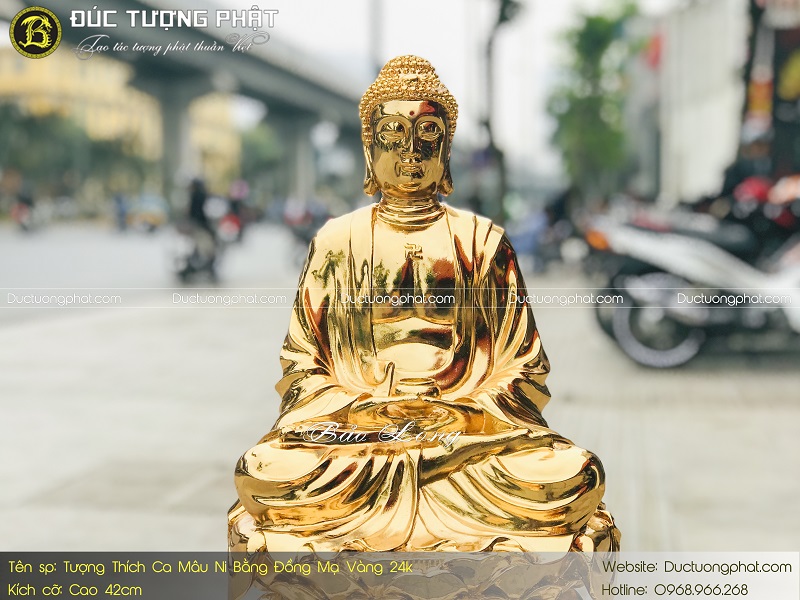 Tượng Phật Thích Ca Bằng Đồng 42cm Mạ Vàng 24k 3