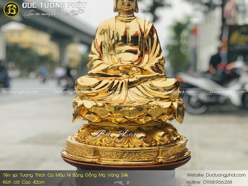 Tượng Phật Thích Ca Bằng Đồng 42cm Mạ Vàng 24k 4