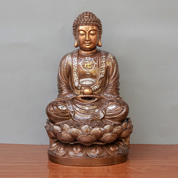 Tượng Phật Thích Ca Bằng Đồng 60cm Khảm Tam Khí