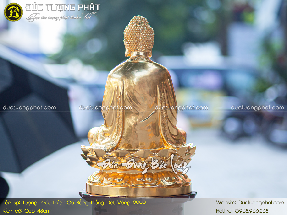 Tượng Phật Thích Ca Bằng Đồng Cao 48cm Dát Vàng 9999 7