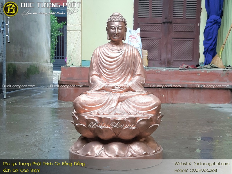 Tượng Phật Thích Ca Bằng Đồng Đỏ Cao 81cm 3