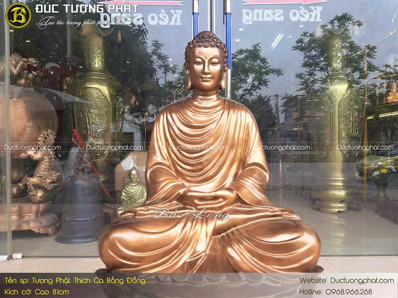Tượng Phật Thích Ca Bằng Đồng Đỏ Cao 81cm 4