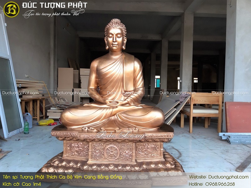 Tượng Phật Thích Ca Bệ Kim Cang Bằng Đồng 1m4 2