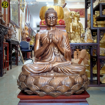 Tượng Phật Thích Ca Chuyển Pháp Luân Cao 70cm Màu Giả Cổ