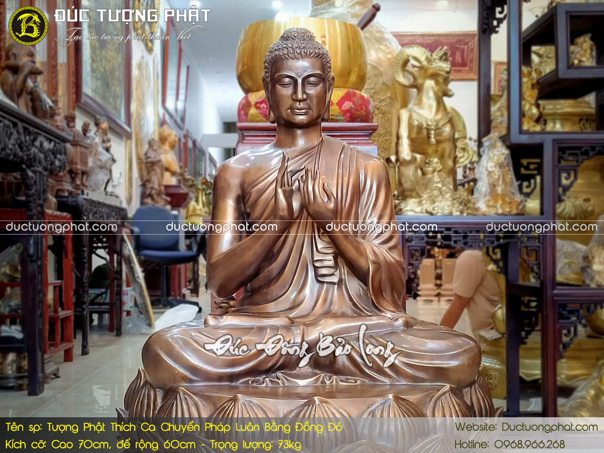 Tượng Phật Thích Ca Chuyển Pháp Luân Cao 70cm Màu Giả Cổ 3
