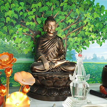 Tượng Phật Thích Ca Ngồi Đài Sen Bằng Đồng Đỏ Cao 1m27