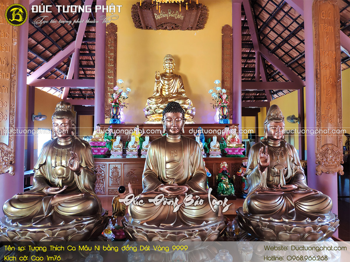 Tượng Phật Thích Ca Bằng Đồng 1m76 Dát Vàng 9999 5