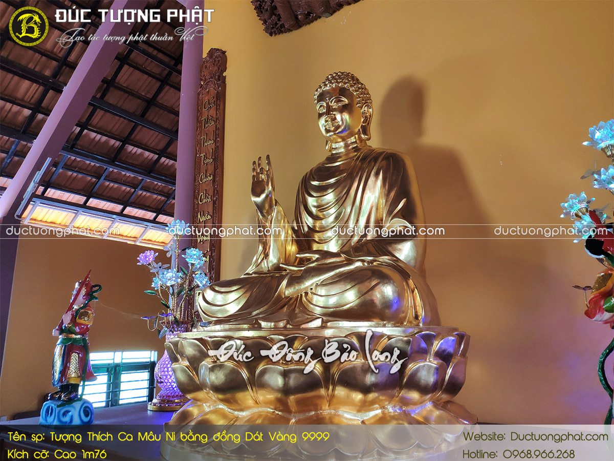 Tượng Phật Thích Ca Bằng Đồng 1m76 Dát Vàng 9999 3
